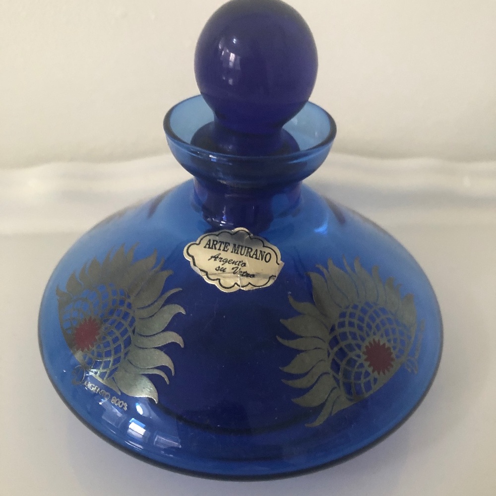 Murano signed Glass Cobalt and Silver/Gold bottle